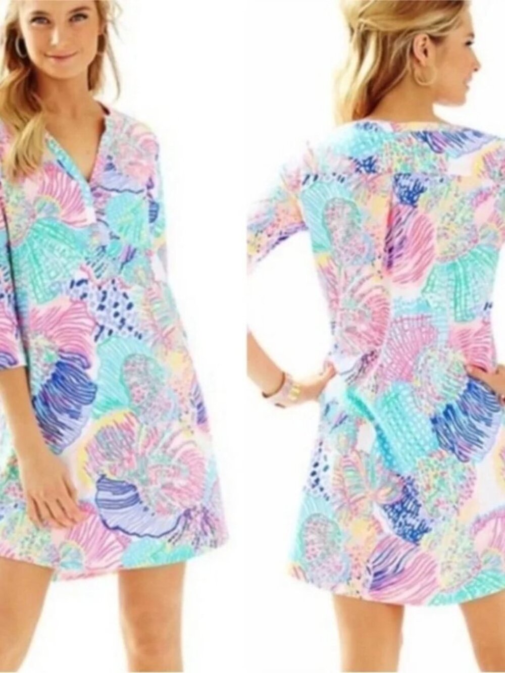 Lilly Pulitzer Ali Dress in the "Roar of the Seas print colorful seashell Sz M
